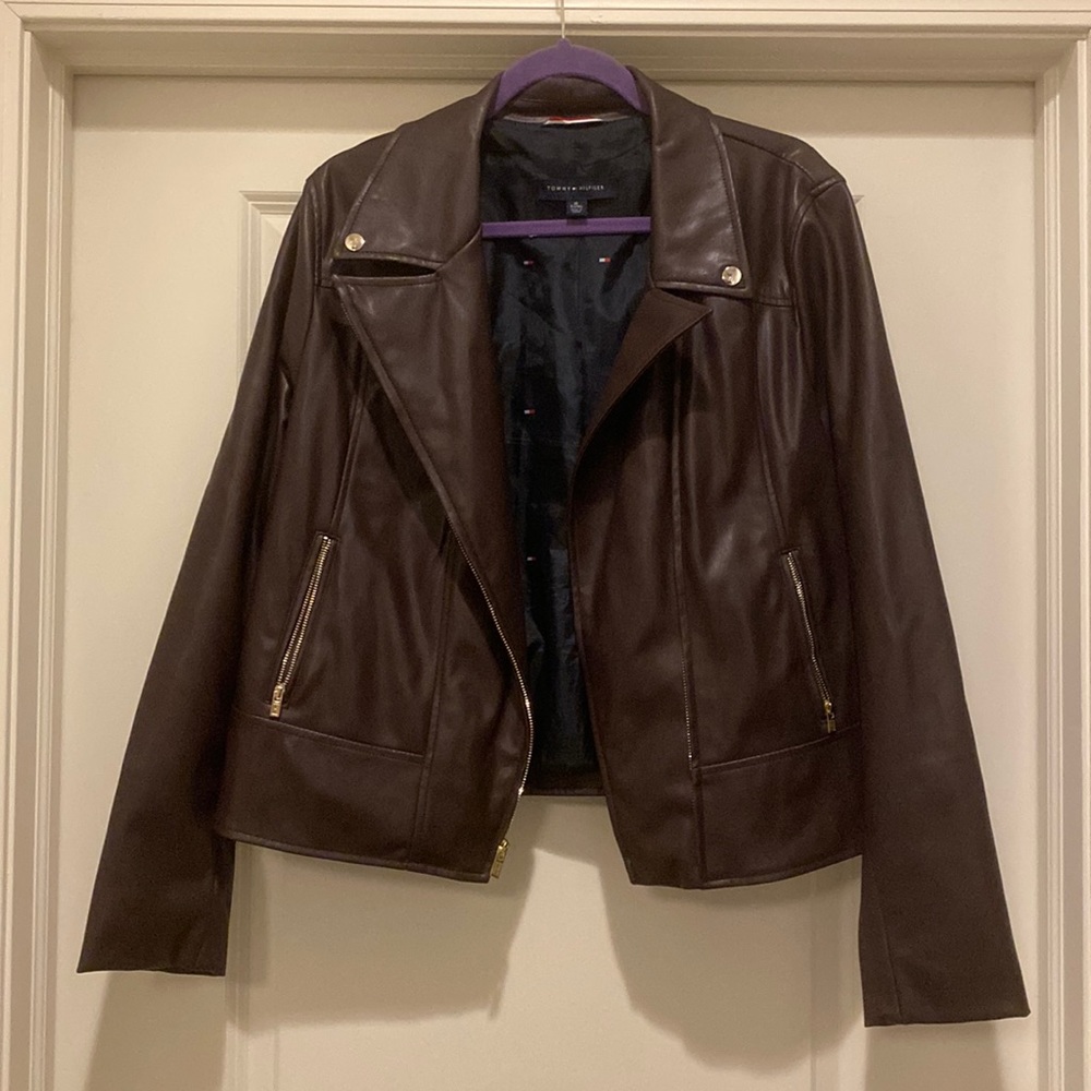 Tommy Hilfiger Eggplant Faux Leather Jacket
